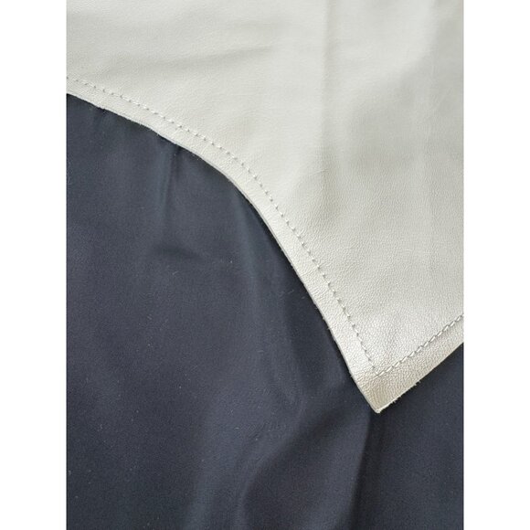 True Religion Mens Med Black/Cream Snap Puffer Vest W/ Leather Yoke NWT - Picture 5 of 13